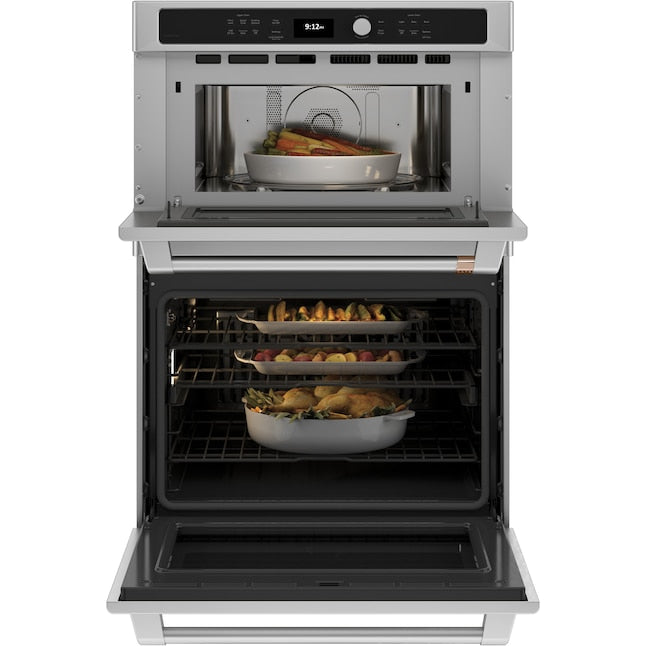 Cafe 30 inch Self + Steam Cleaning Microwave Wall Oven Combo ( Stainless Steel )