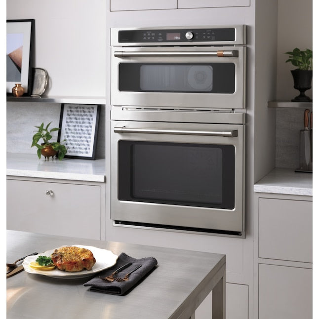 Cafe 30 inch Self + Steam Cleaning Microwave Wall Oven Combo ( Stainless Steel )