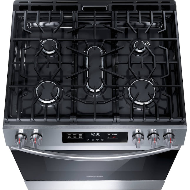 Frigidaire 30-in 5 burners 5.1-cu ft Slide-In Natural Gas Range ( Stainless steel )