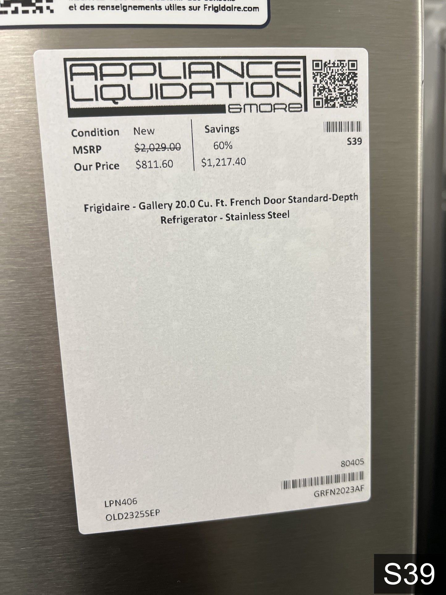 Frigidaire Gallery Standard-Depth 20-cu ft 3 -Door 30-in Wide French Door Refrigerator with Ice Maker with Water Dispenser ( Smudge-Proof Stainless Steel ) ENERGY STAR Certified