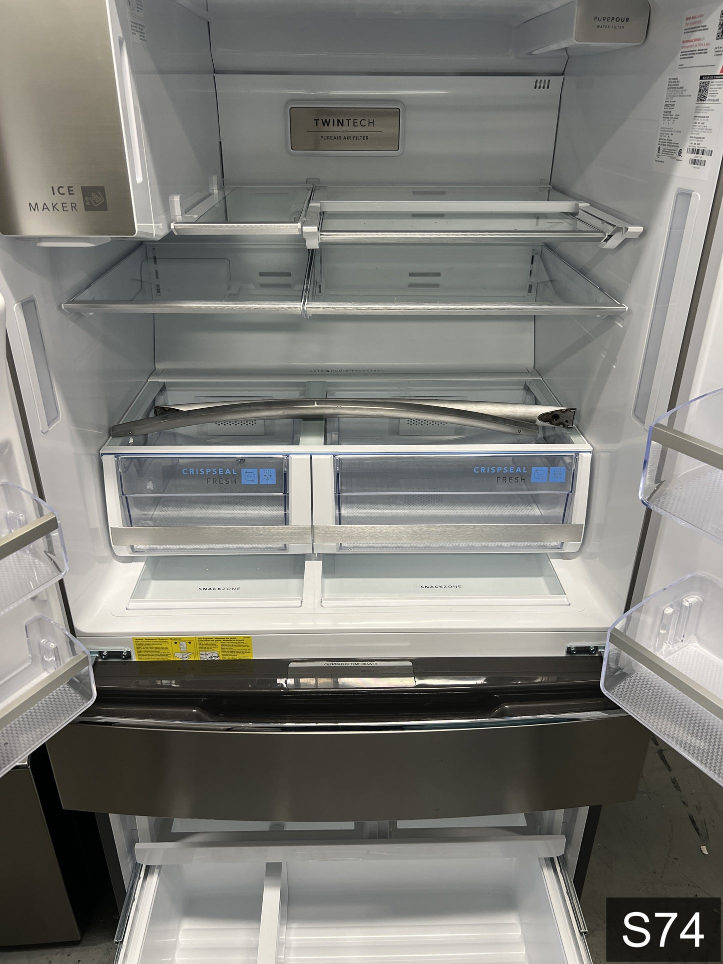 Frigidaire Gallery Standard-Depth 26.3-cu ft 4 -Door 36-in Wide French Door Refrigerator with Ice Maker with Water and Ice Dispenser ( Fingerprint Resistant Stainless Steel ) ENERGY STAR Certified