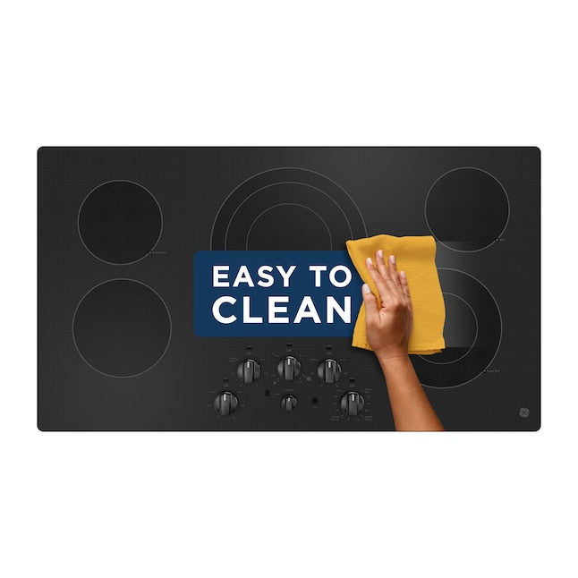GE 36-in 5 burners Smooth Surface (Radiant) Black Electric Cooktop