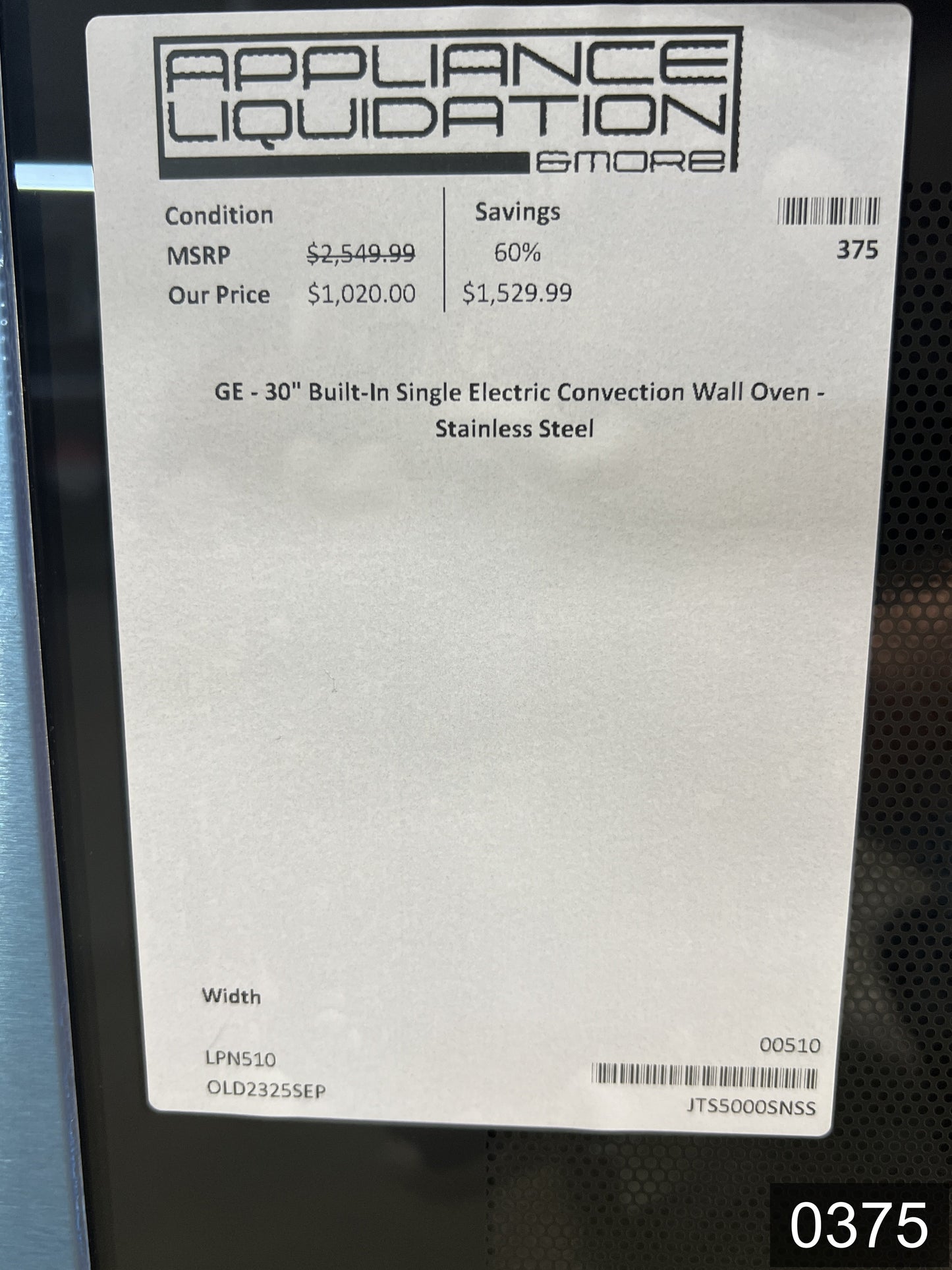 GE 30 inch Smart Compatible Single Electric Wall Oven True Convection and Self + Steam Cleaning ( Stainless Steel )