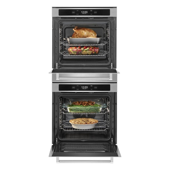 KitchenAid 24 inch Smart Compatible Double Electric Wall Oven with Self + Steam Cleaning ( Fingerprint Resistant Stainless Steel )
