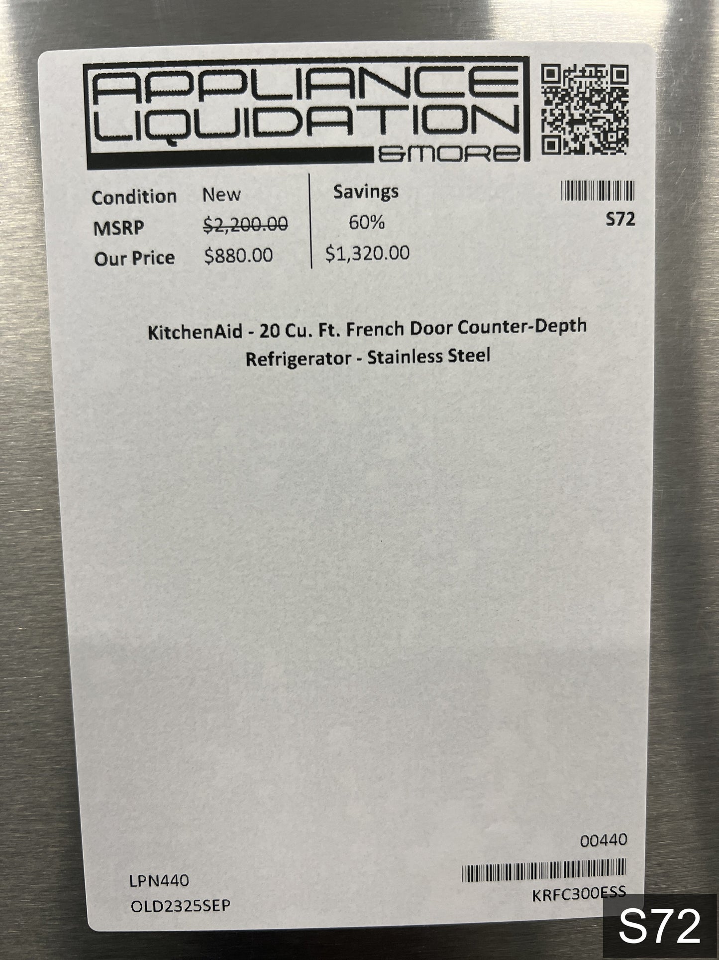 KitchenAid Counter-Depth 20-cu ft 3 -Door 36-in Wide French Door Refrigerator with Ice Maker with Water Dispenser ( Stainless Steel ) ENERGY STAR Certified