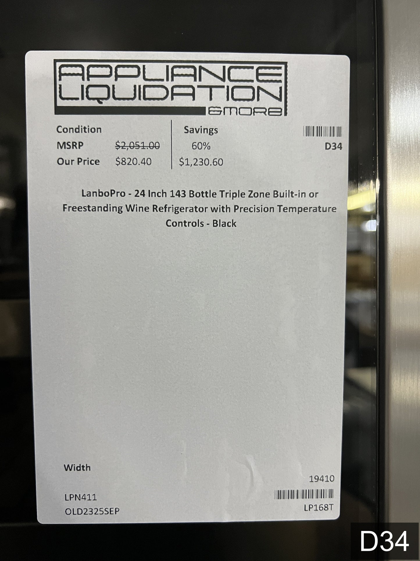 LANBOPRO 23.4-in W 143 -Bottles Black, stainless steel Dual Zone Cooling Built-in/Freestanding Indoor Wine Cooler