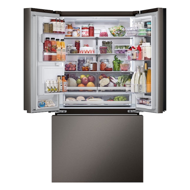 LG Counter-Depth InstaView 4 Types of Ice 25.5-cu ft 3 -Door Smart Compatible French Door Refrigerator with Dual Ice Maker with Water and Ice Dispenser and Door within Door ( PrintProof Black Stainless Steel ) ENERGY STAR Certified