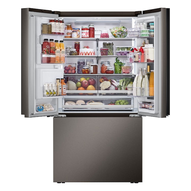 LG Counter-Depth InstaView 4 Types of Ice 25.5-cu ft 3 -Door Smart Compatible French Door Refrigerator with Dual Ice Maker with Water and Ice Dispenser and Door within Door ( PrintProof Black Stainless Steel ) ENERGY STAR Certified
