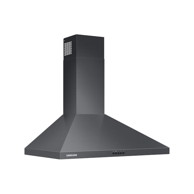 Samsung 30 inch Convertible 390-CFM Fingerprint Resistant Black Stainless Steel Wall-Mounted Range Hood with Charcoal Filter
