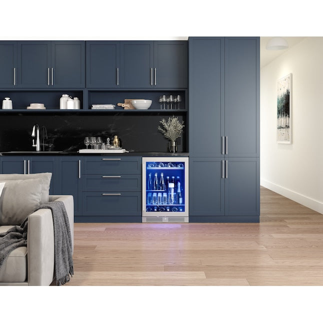 Zephyr Presrv 24-in W 108 -Can Capacity Presrv Stainless Steel + Glass Built-in/Freestanding Indoor Beverage Refrigerator with Glass Door