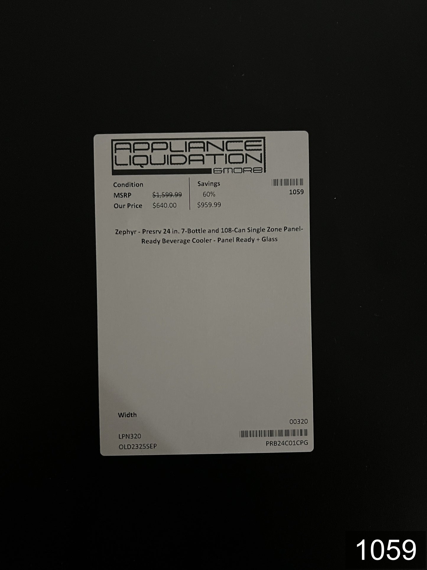 Zephyr Presrv 24-in W 108 -Can Capacity Panel Ready + Glass Built-in/Freestanding Indoor Beverage Refrigerator with Glass Door