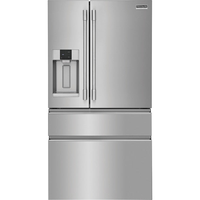 Frigidaire Professional Counter-Depth 21.4-cu ft 4 -Door French Door Refrigerator with Dual Ice Maker with Water and Ice Dispenser ( Smudge-Proof Stainless Steel ) ENERGY STAR Certified
