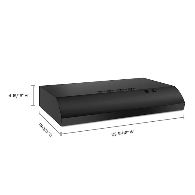 Whirlpool 30 inch Ductless 140-CFM Recirculating Black Under Cabinet Range Hood with Charcoal Filter