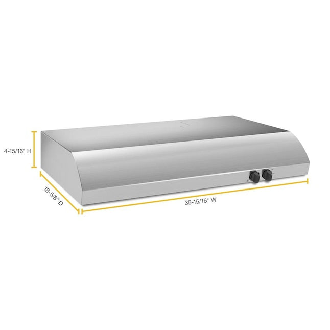 Whirlpool 36 inch Convertible 225.0-CFM Recirculating Stainless steel Under Cabinet Range Hood with Charcoal Filter