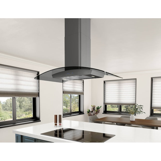 Zephyr 36 inch Convertible 600-CFM Black Stainless Steel Island Range Hood