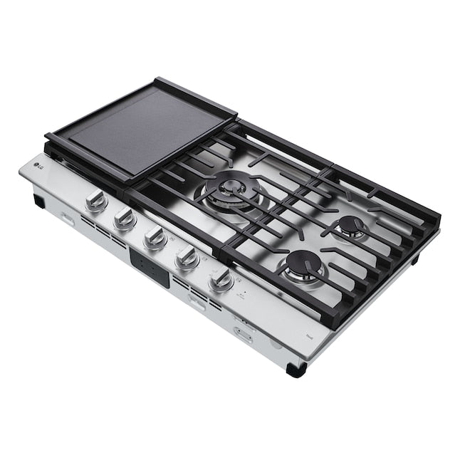 LG 36-in 5 burners Stainless steel Gas Cooktop