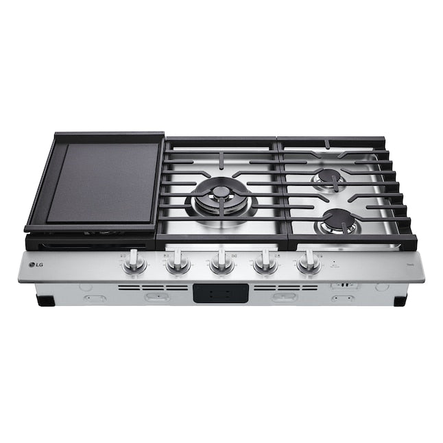 LG 36-in 5 burners Stainless steel Gas Cooktop