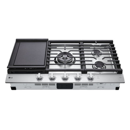 LG 36-in 5 burners Stainless steel Gas Cooktop