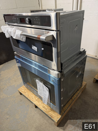 Cafe 30 inch Self + Steam Cleaning Microwave Wall Oven Combo ( Stainless Steel )