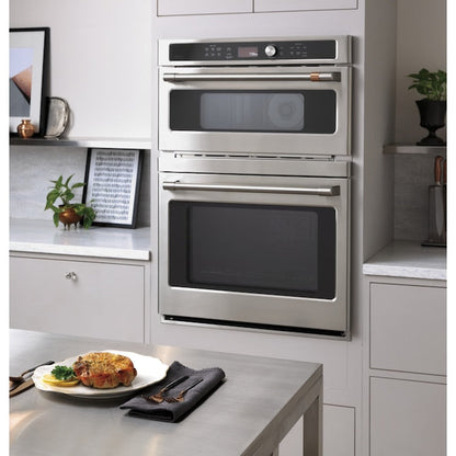 Cafe 30 inch Self + Steam Cleaning Microwave Wall Oven Combo ( Stainless Steel )