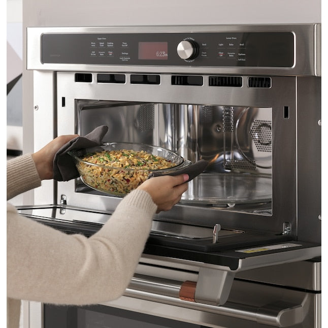 Cafe 30 inch Self + Steam Cleaning Microwave Wall Oven Combo ( Stainless Steel )