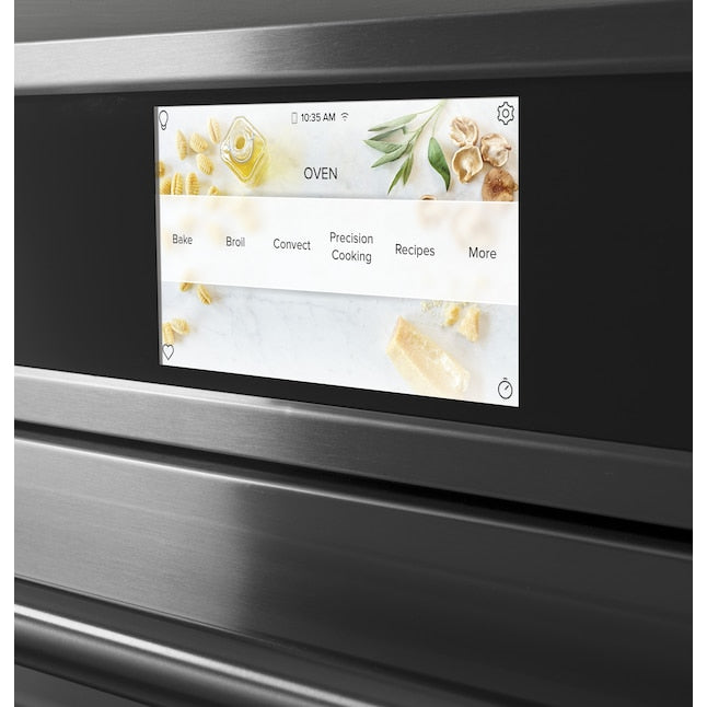 Cafe 30 inch Smart Compatible Double Electric Wall Oven with Air Fry Self + Steam Cleaning ( Stainless Steel with Brushed Stainless Handles )