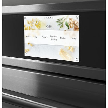 Cafe 30 inch Smart Compatible Double Electric Wall Oven with Air Fry Self + Steam Cleaning ( Stainless Steel with Brushed Stainless Handles )