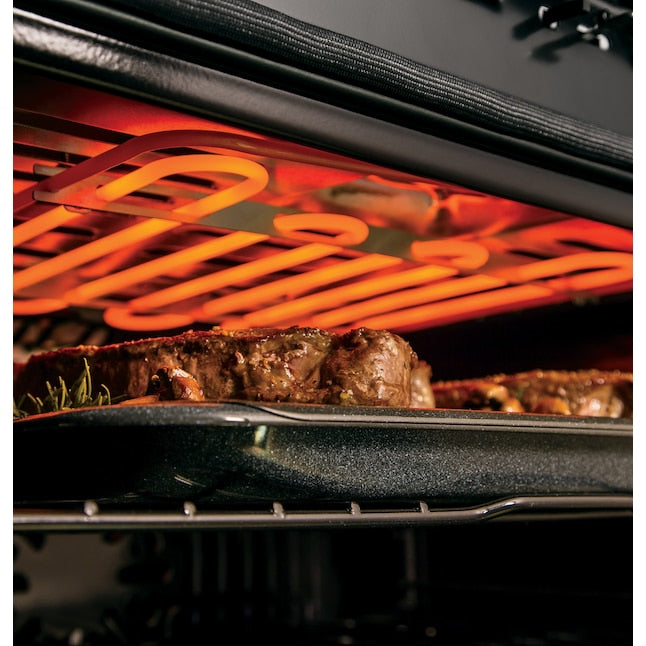 Cafe 30 inch Smart Compatible Double Electric Wall Oven with Air Fry Self + Steam Cleaning ( Stainless Steel with Brushed Stainless Handles )