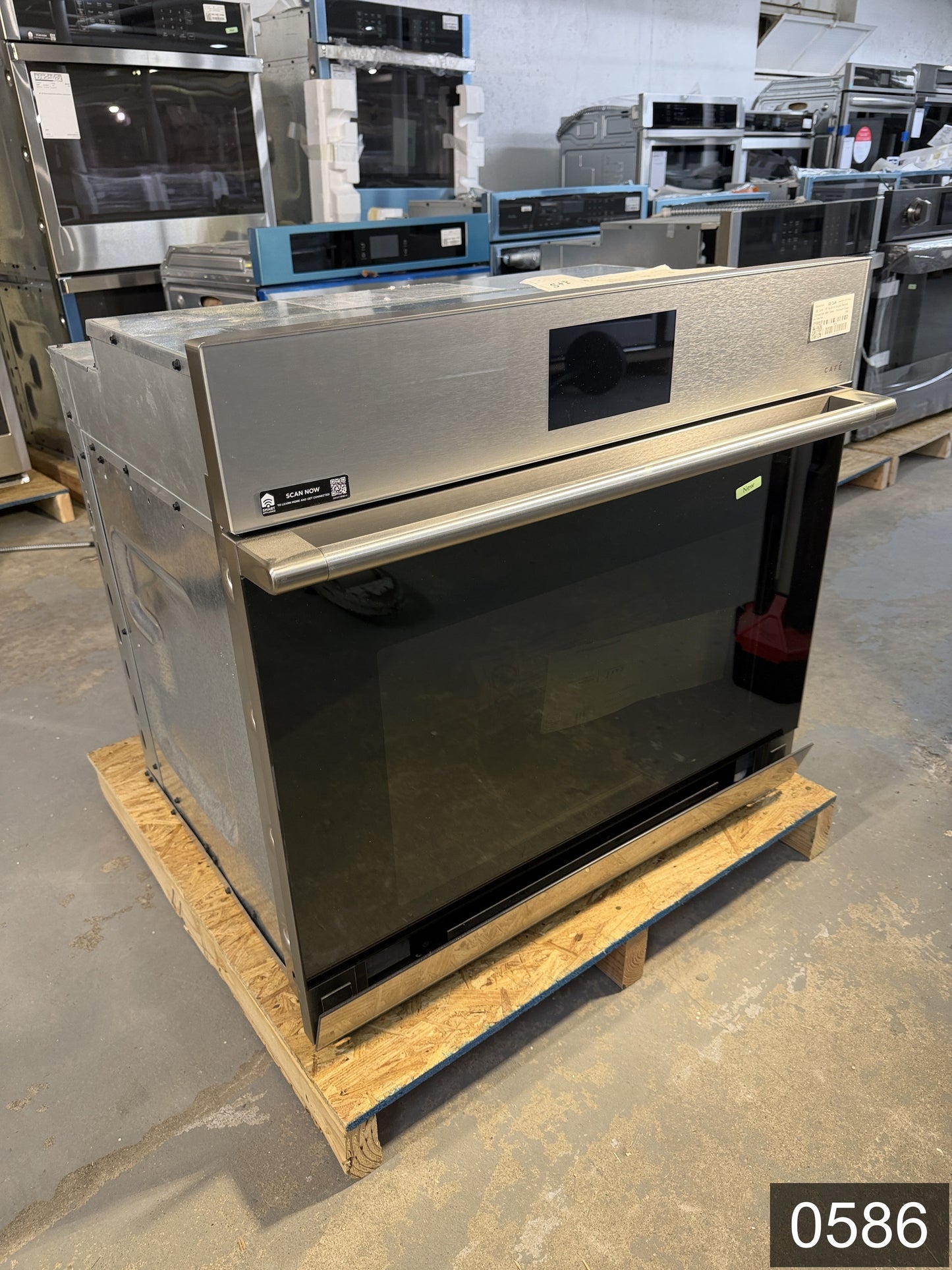 Cafe Modern Glass 30 inch Smart Compatible Single Electric Wall Oven with Air Fry True Convection and Self + Steam Cleaning ( Platinum Glass )