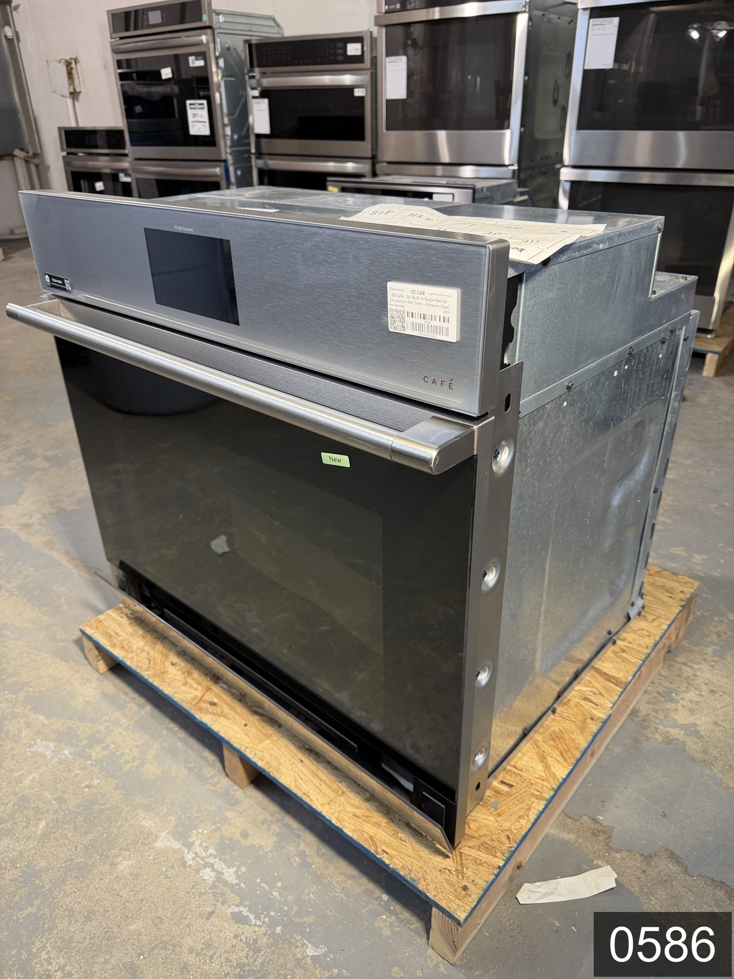 Cafe Modern Glass 30 inch Smart Compatible Single Electric Wall Oven with Air Fry True Convection and Self + Steam Cleaning ( Platinum Glass )