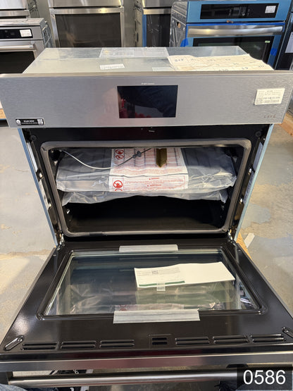 Cafe Modern Glass 30 inch Smart Compatible Single Electric Wall Oven with Air Fry True Convection and Self + Steam Cleaning ( Platinum Glass )