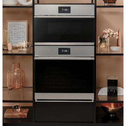 Cafe Modern Glass 30 inch Smart Compatible Single Electric Wall Oven with Air Fry True Convection and Self + Steam Cleaning ( Platinum Glass )