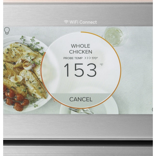 Cafe Modern Glass 30 inch Smart Compatible Single Electric Wall Oven with Air Fry True Convection and Self + Steam Cleaning ( Platinum Glass )