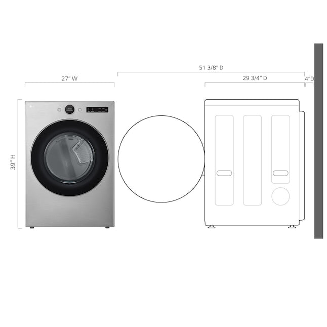 LG TurboSteam 7.4-cu ft Stackable Steam Cycle Vented Electric Dryer ( Graphite Steel ) Energy Star Certified