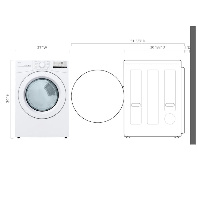 LG 7.4-cu ft Stackable Vented Gas Dryer ( White ) Energy Star Certified