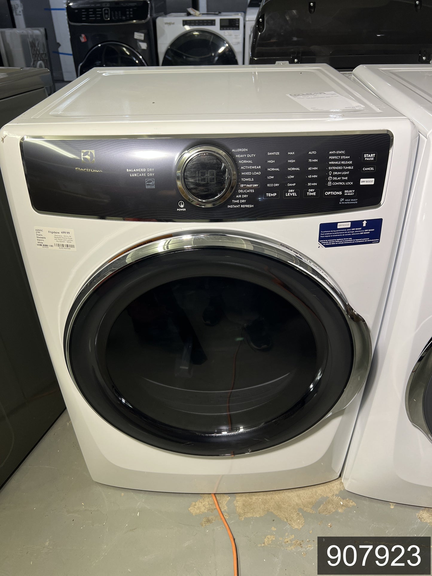 Electrolux Extra Large Stackable Steam Cycle Vented Electric Dryer ( White ) Energy Star Certified