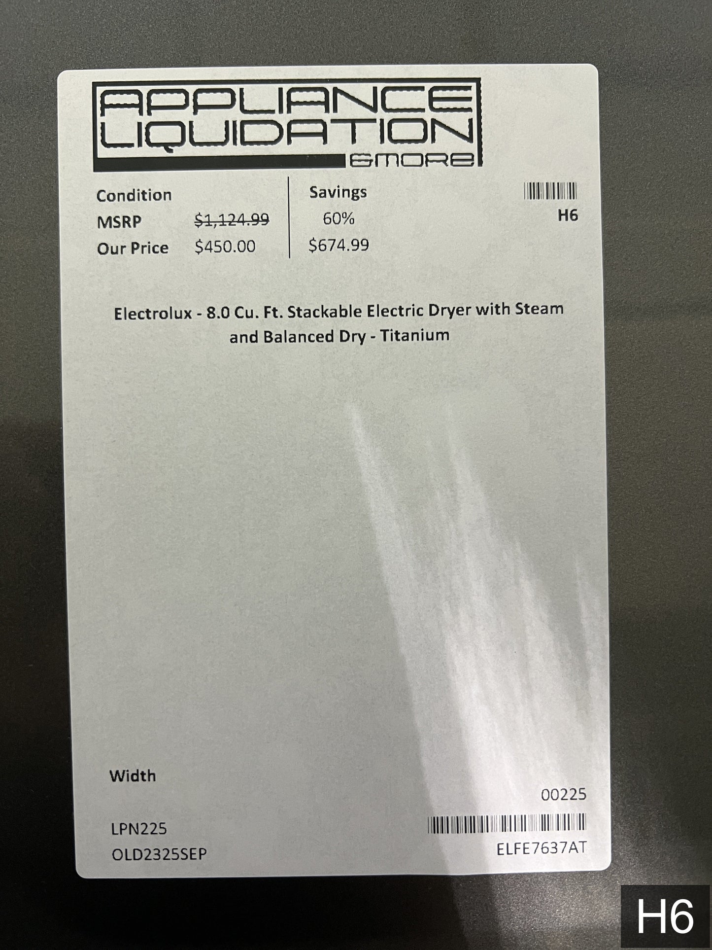 Electrolux Extra Large Stackable Steam Cycle Vented Electric Dryer ( Titanium ) Energy Star Certified