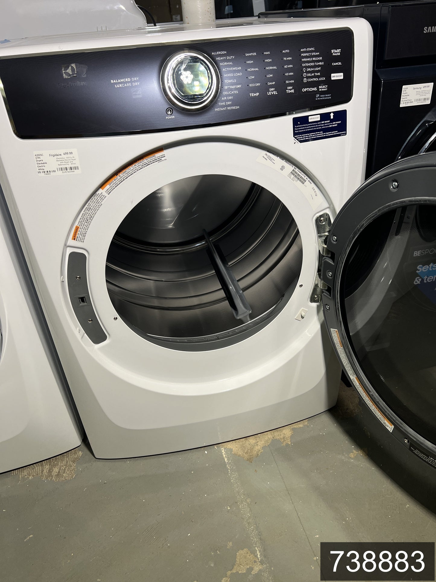 Electrolux Extra Large Stackable Steam Cycle Vented Electric Dryer ( White ) Energy Star Certified