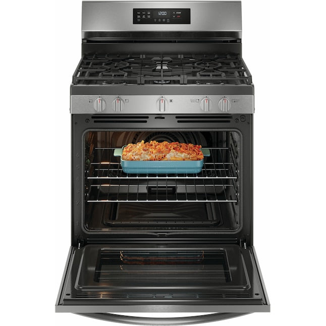Frigidaire 30-in 5 burners 5.1-cu ft Air Fry Convection Oven Freestanding Natural Gas Range ( Stainless Steel )