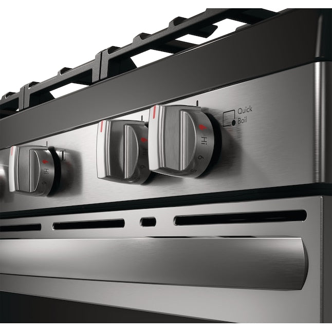 Frigidaire 30-in 5 burners 5.1-cu ft Air Fry Convection Oven Freestanding Natural Gas Range ( Stainless Steel )