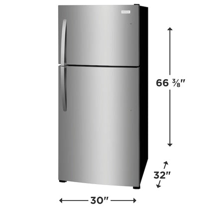 Frigidaire 20-cu ft Standard-Depth 30-in Wide Top-Freezer Refrigerator ( Stainless steel ) Garage Ready ENERGY STAR Certified