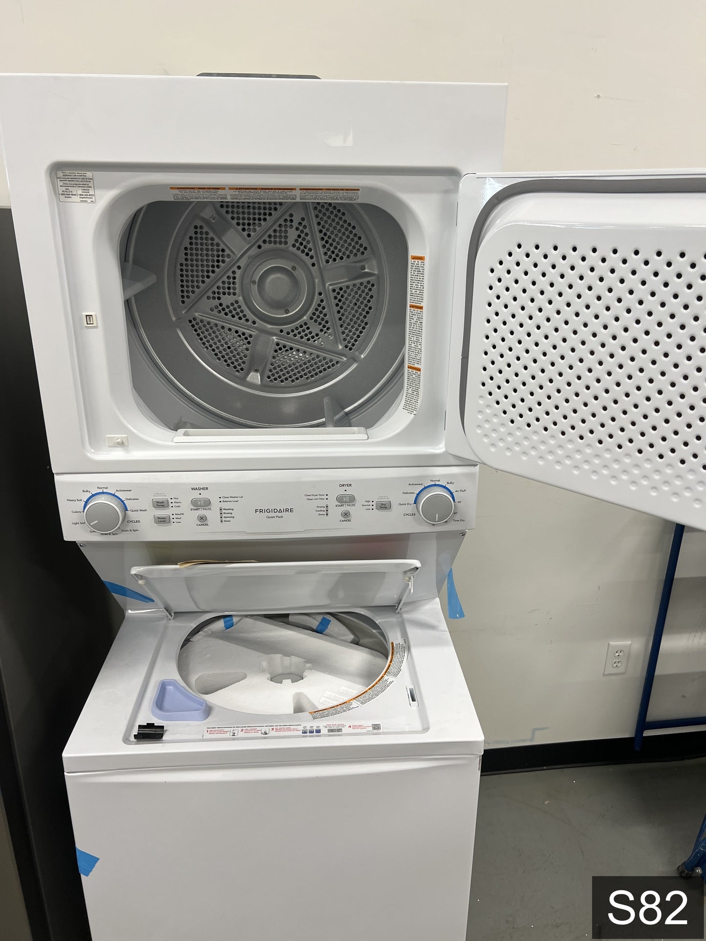 Frigidaire Quick Wash Dry Cycle, Maxfill Stacked Laundry Center with 3.9-cu ft Top load Washer and Electric 5.6-cu ft Dryer