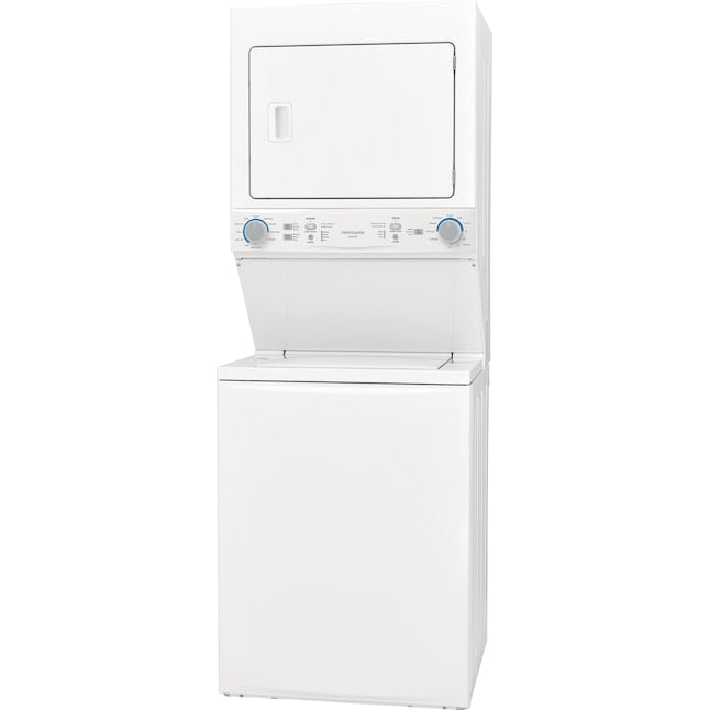 Frigidaire Quick Wash Dry Cycle, Maxfill and Long Vent Stacked Laundry Center with 3.9-cu ft Top load Washer and Electric 5.6-cu ft Dryer