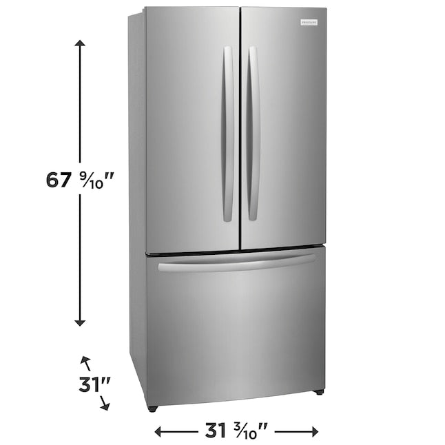 Frigidaire Counter-Depth 17.6-cu ft 3 -Door 31-in Wide French Door Refrigerator with Ice Maker ( Fingerprint-Resistant Stainless Look ) ENERGY STAR Certified