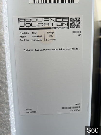 Frigidaire Standard-Depth 27.8-cu ft 3 -Door 36-in Wide French Door Refrigerator with Ice Maker with Water and Ice Dispenser ( White ) ENERGY STAR Certified