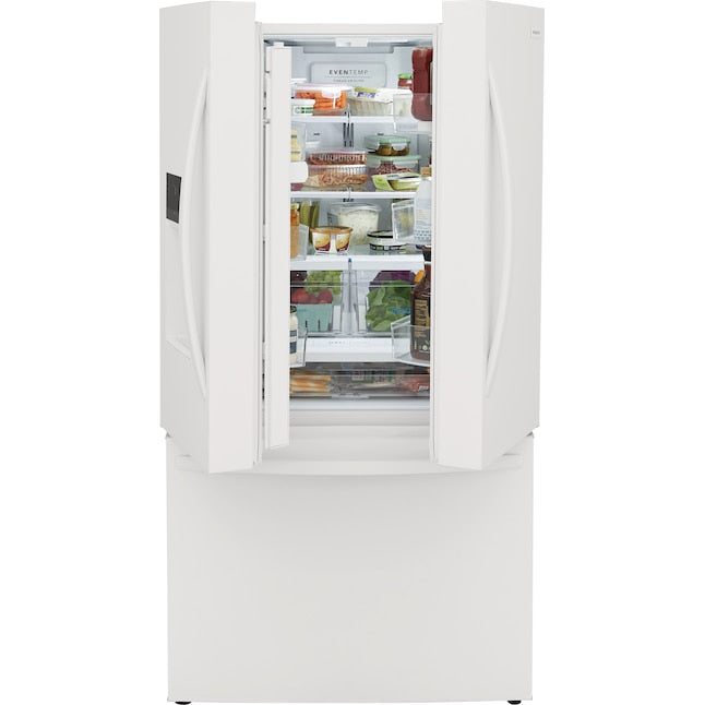 Frigidaire Standard-Depth 27.8-cu ft 3 -Door 36-in Wide French Door Refrigerator with Ice Maker with Water and Ice Dispenser ( White ) ENERGY STAR Certified