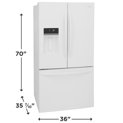 Frigidaire Standard-Depth 27.8-cu ft 3 -Door 36-in Wide French Door Refrigerator with Ice Maker with Water and Ice Dispenser ( White ) ENERGY STAR Certified