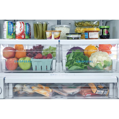 Frigidaire Standard-Depth 27.8-cu ft 3 -Door 36-in Wide French Door Refrigerator with Ice Maker with Water and Ice Dispenser ( White ) ENERGY STAR Certified