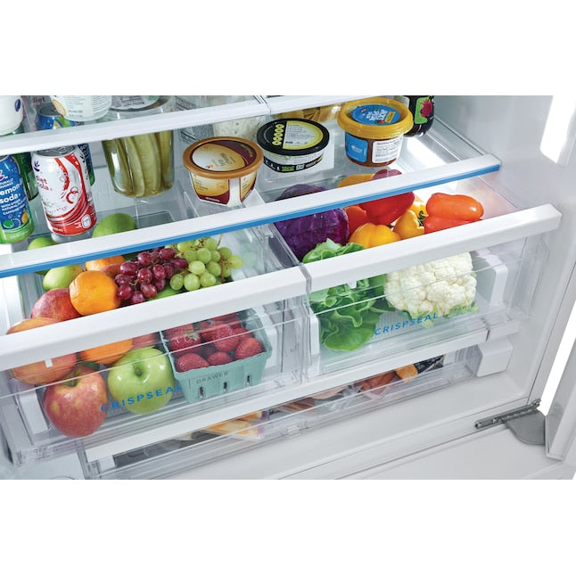 Frigidaire Standard-Depth 27.8-cu ft 3 -Door 36-in Wide French Door Refrigerator with Ice Maker with Water and Ice Dispenser ( White ) ENERGY STAR Certified