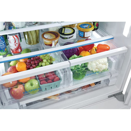 Frigidaire Standard-Depth 27.8-cu ft 3 -Door 36-in Wide French Door Refrigerator with Ice Maker with Water and Ice Dispenser ( White ) ENERGY STAR Certified